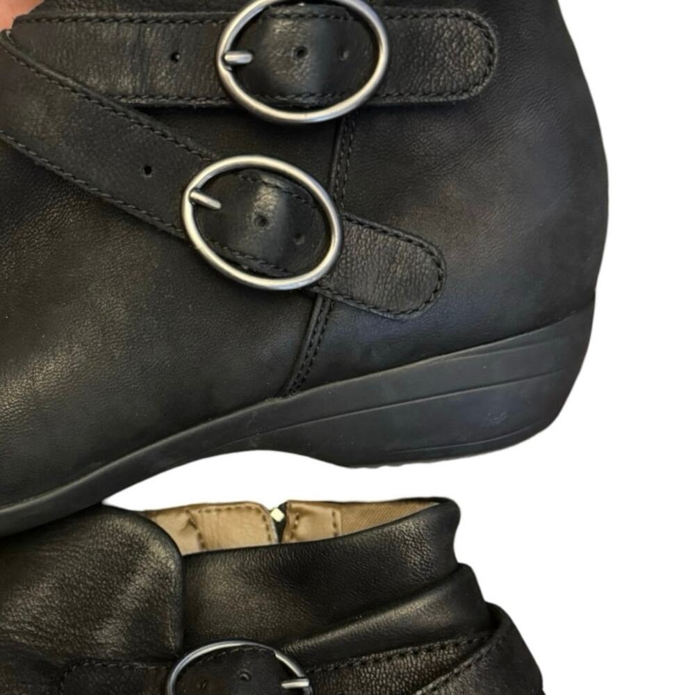 Dansko Faithe Women's Black Leather Buckle Zipper Ankle Boots 38 7.5-8 bootie - Picture 6 of 10